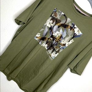 Ted Baker Green T-shirt- cheetah graphic- NWTO